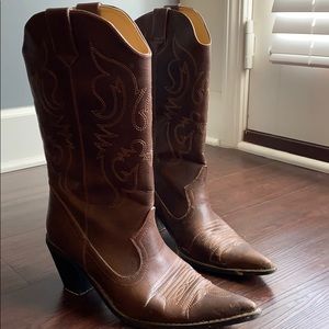 Brown cowboy boots